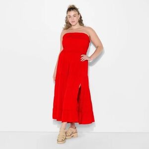NWOT Red Smocked Strapless Tiered Maxi Dress Size XXL